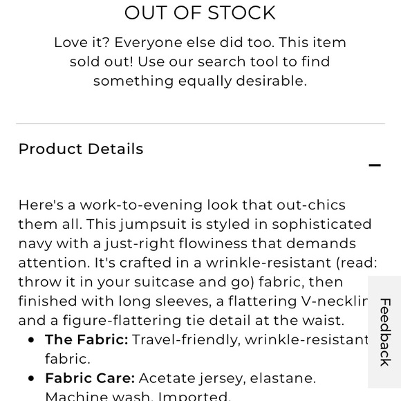 Chico’s Travelers Navy Jumpsuit, Longsleeve V-neck, size 3 (16/18) - Picture 5 of 8